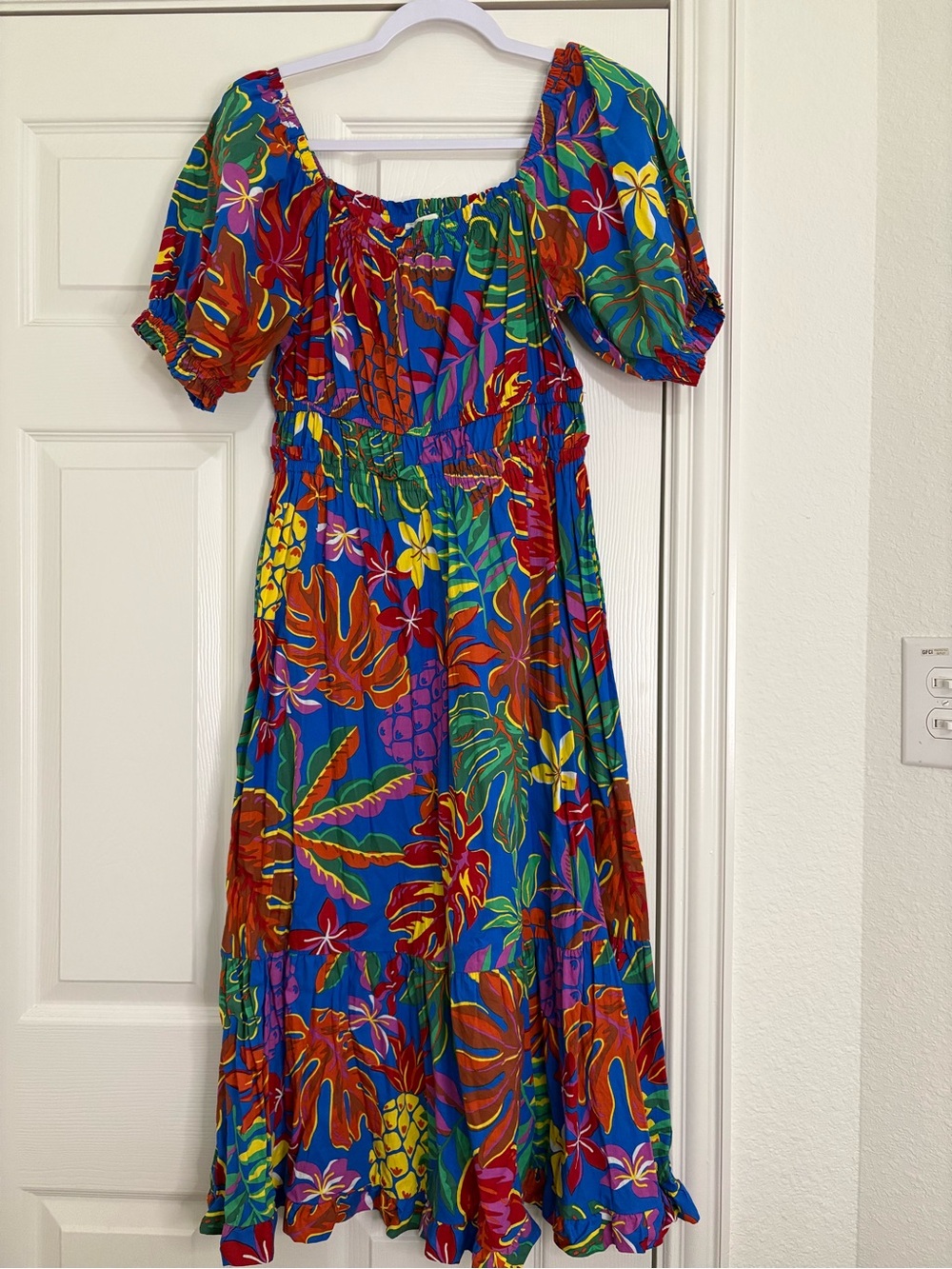 Indigo Rose Floral Tropical Hawaiian Midi Dress